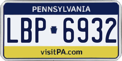 PA license plate LBP6932