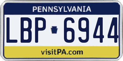 PA license plate LBP6944