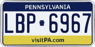 PA license plate LBP6967