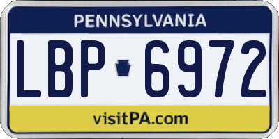 PA license plate LBP6972