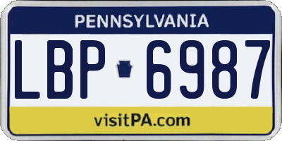 PA license plate LBP6987