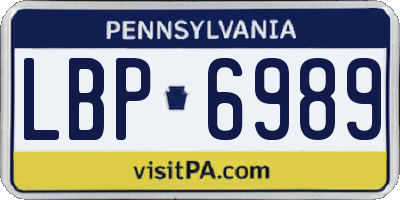 PA license plate LBP6989