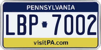 PA license plate LBP7002