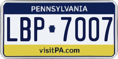 PA license plate LBP7007