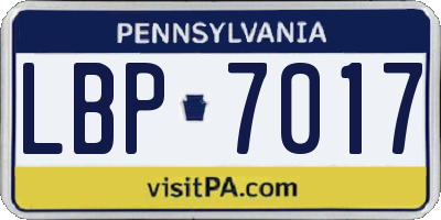 PA license plate LBP7017
