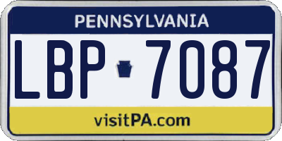 PA license plate LBP7087