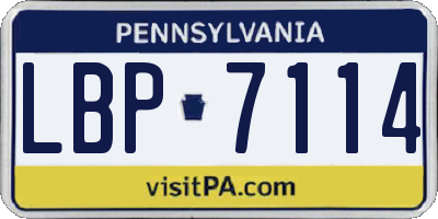 PA license plate LBP7114