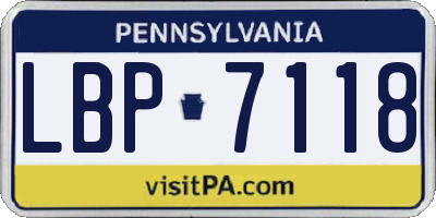 PA license plate LBP7118