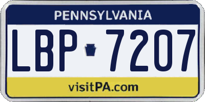 PA license plate LBP7207