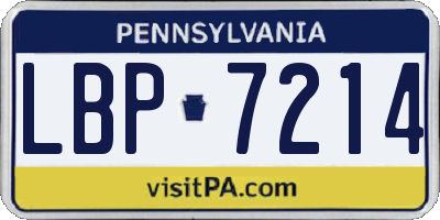PA license plate LBP7214