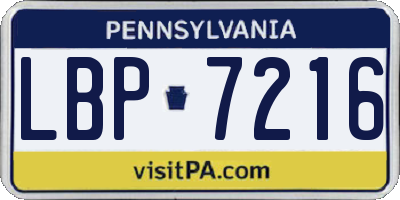 PA license plate LBP7216