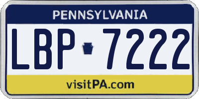 PA license plate LBP7222