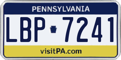 PA license plate LBP7241