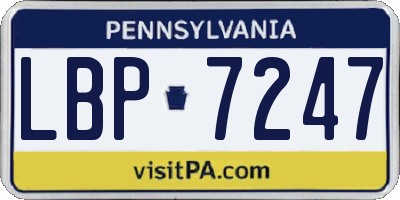 PA license plate LBP7247