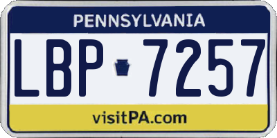 PA license plate LBP7257