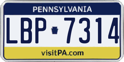 PA license plate LBP7314
