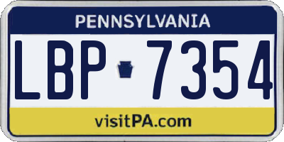 PA license plate LBP7354