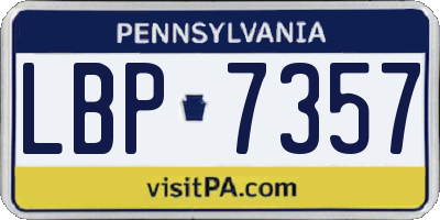 PA license plate LBP7357