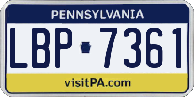PA license plate LBP7361