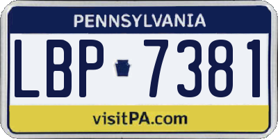 PA license plate LBP7381