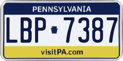 PA license plate LBP7387