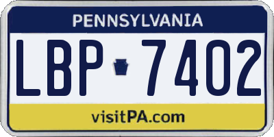 PA license plate LBP7402