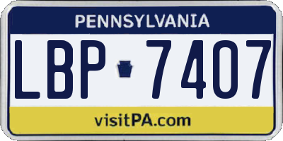 PA license plate LBP7407