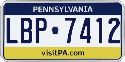 PA license plate LBP7412