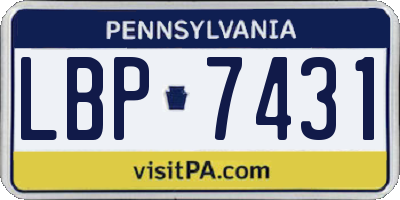 PA license plate LBP7431