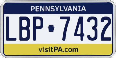 PA license plate LBP7432