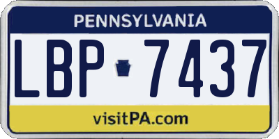 PA license plate LBP7437