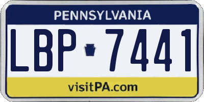PA license plate LBP7441