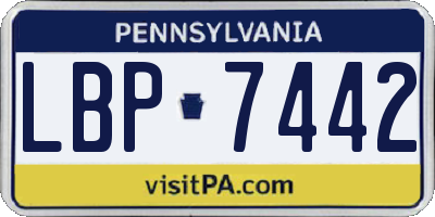 PA license plate LBP7442