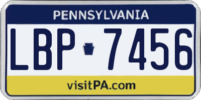 PA license plate LBP7456