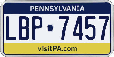 PA license plate LBP7457