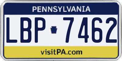 PA license plate LBP7462
