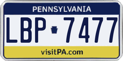 PA license plate LBP7477
