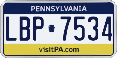 PA license plate LBP7534