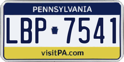 PA license plate LBP7541