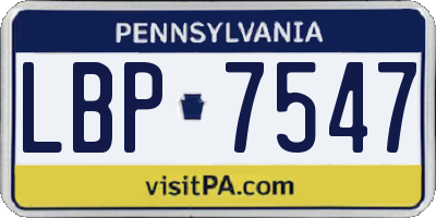PA license plate LBP7547