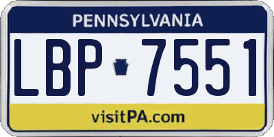 PA license plate LBP7551