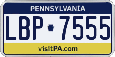 PA license plate LBP7555