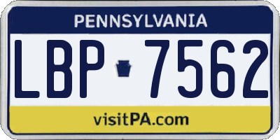 PA license plate LBP7562