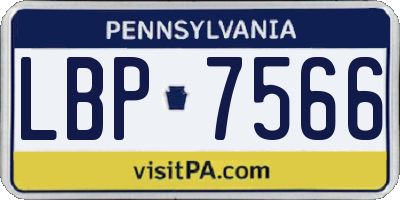 PA license plate LBP7566