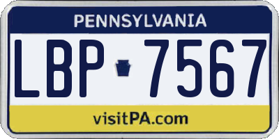 PA license plate LBP7567