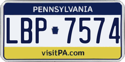 PA license plate LBP7574