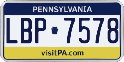 PA license plate LBP7578