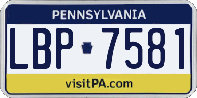 PA license plate LBP7581
