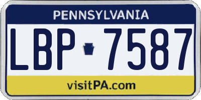 PA license plate LBP7587