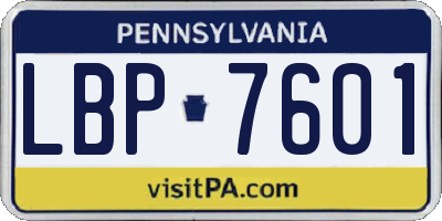 PA license plate LBP7601